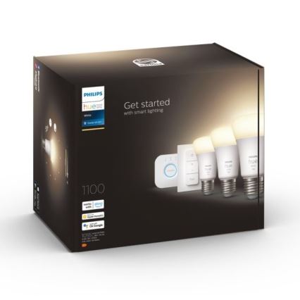 Podstawowy zestaw Philips Hue WHITE 3xE27/9,5W 2700K + mostek Hue i przełącznik ściemniający