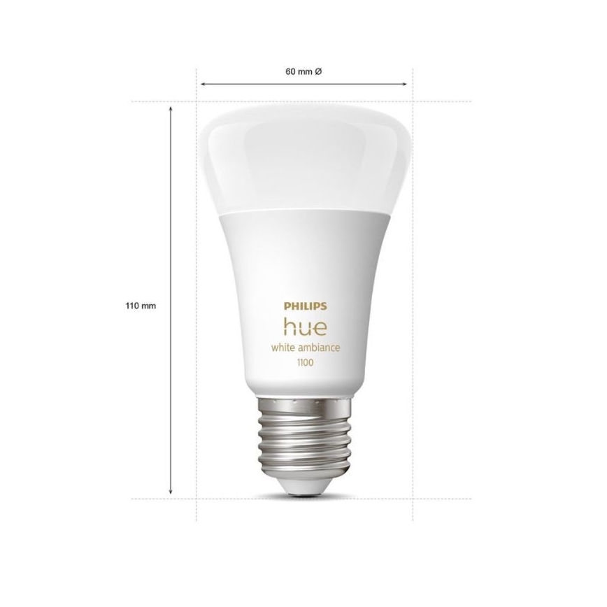 Zestaw startowy Philips Hue WHITE AMBIANCE 2xE27/8W/230V + mostek Hue i przełącznik ściemniacza