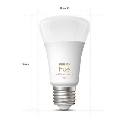 Podstawowy zestaw  Philips Hue WHITE AMBIANCE 2×E27/8W/230V + urządzenie do podłączenia