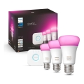 Podstawowy zestaw Philips Hue WHITE AND COLOR AMBIANCE 3xE27/9W/230V 2000-6500K + urządzenie do połączenia