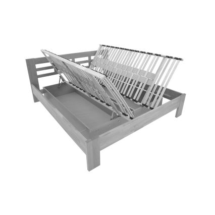 Podwójne łóżko z litego drewna z miejscem do przechowywania ANGELA 180x200 cm białe