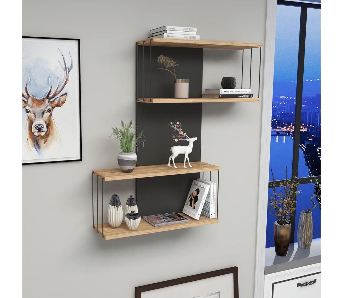 Półka ścienna DESTAN 65x96x19 cm antracyt/brązowy