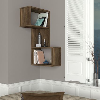 Półka narożna FOLK 89x47 cm brązowa