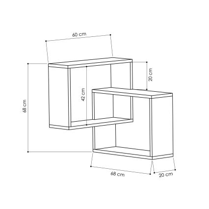 Półka narożna ścienna RING 68x68 cm biały/antracyt