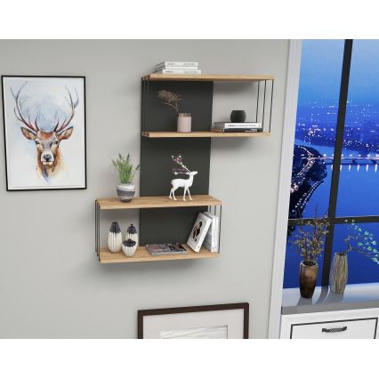 Półka ścienna DESTAN 65x96x19 cm antracyt/brązowy