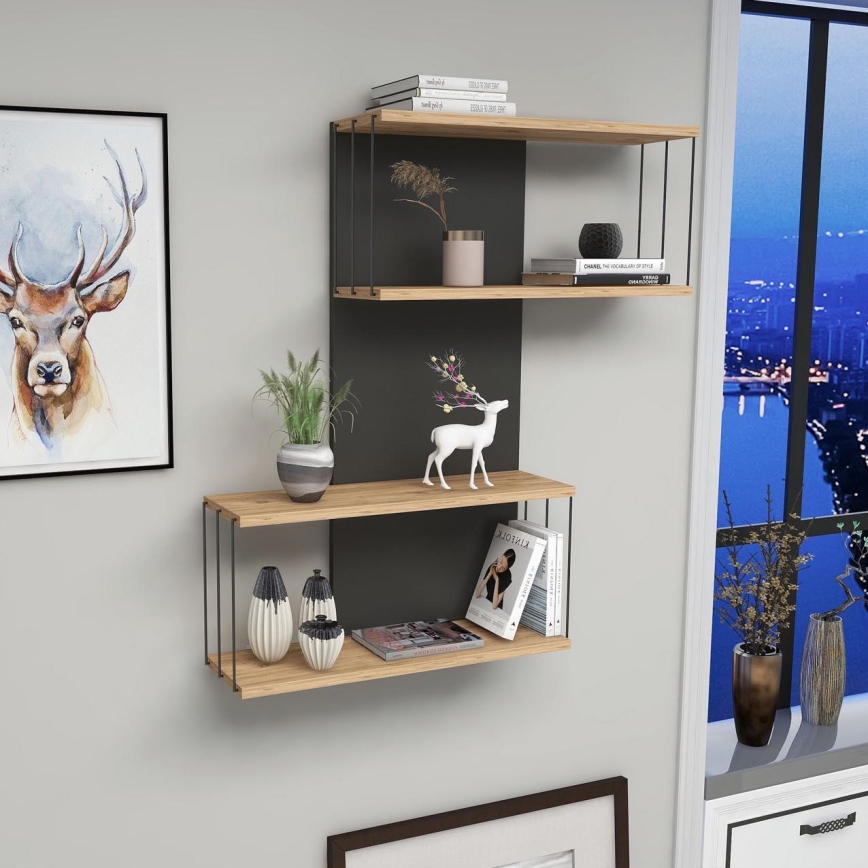 Półka ścienna DESTAN 96x65 cm antracyt/brąz