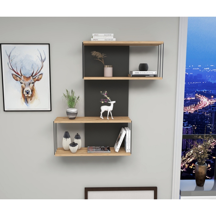 Półka ścienna DESTAN 96x65 cm antracyt/brąz