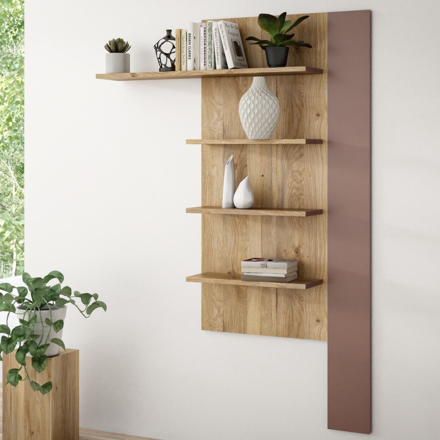 Półka ścienna INAR dąb/brąz