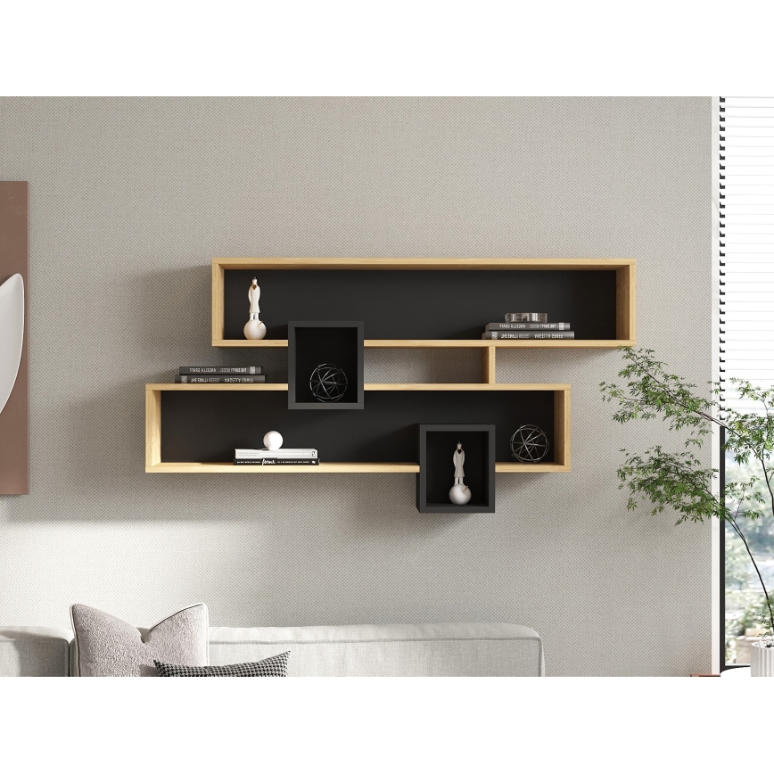 Półka ścienna KAREN 120x72,2 cm brązowa/antracyt