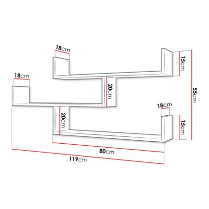 Półka ścienna TRIO 55x119 cm kaszmir