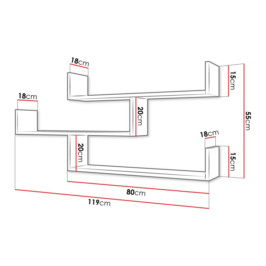 Półka ścienna TRIO 55x119 cm kaszmir