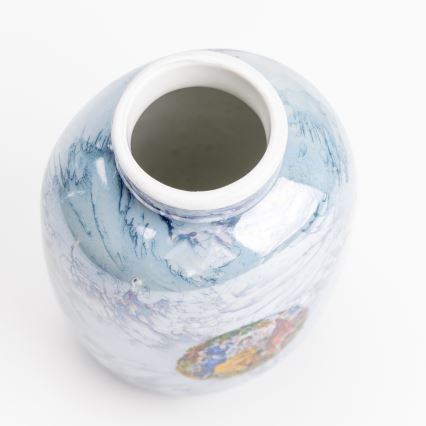 Porcelanowa wazon 12,5x9 cm perłowa niebieski gracie