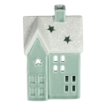 Porcelanowy domek na świeczkę 11,1 cm miętowy