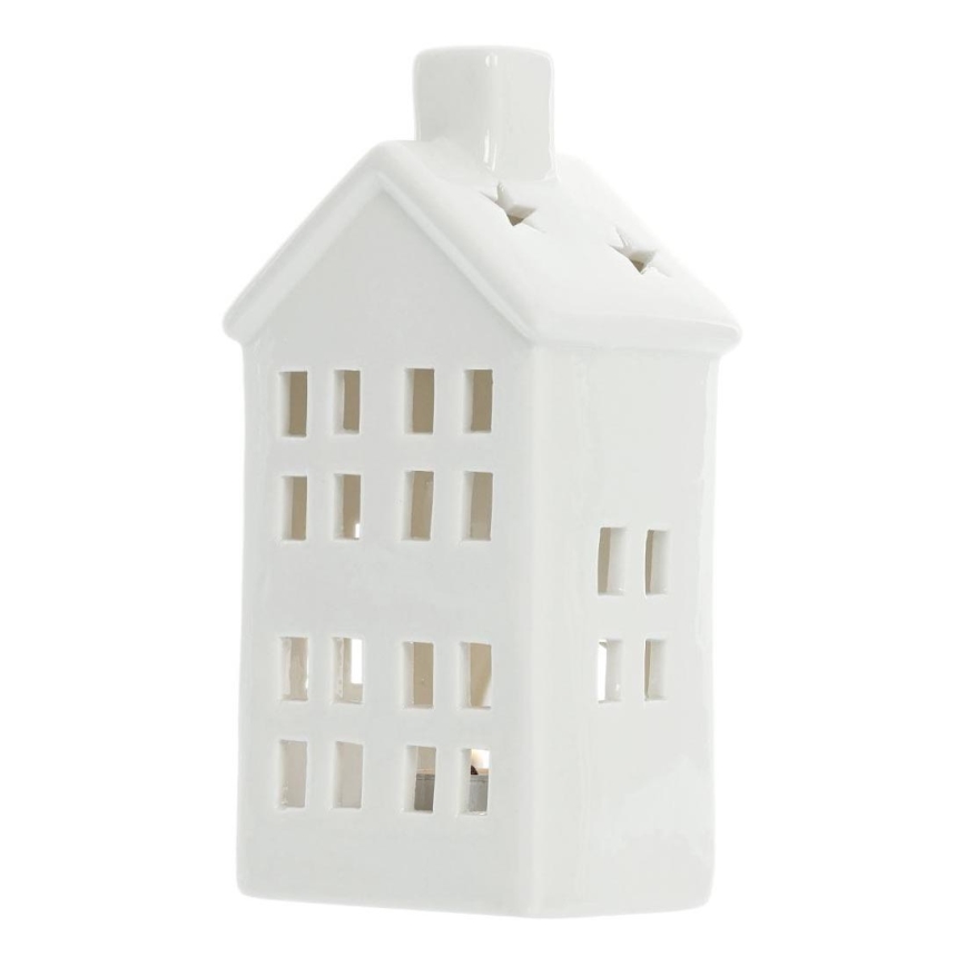 Porcelanowy domek na świeczkę 20,8 cm biały