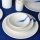 Porcelanowy komplet obiadowy 18 szt. biały/niebieski