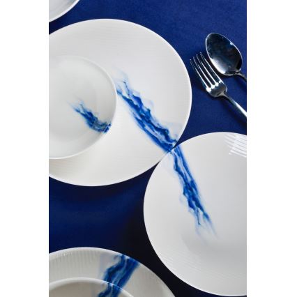 Porcelanowy komplet obiadowy 18 szt. biały/niebieski