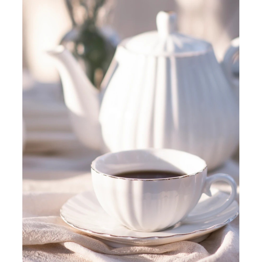 Porcelanowy zestaw do kawy, 15 części, biały