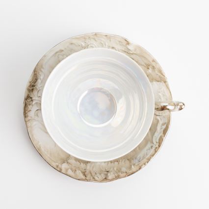 Porcelanowy zestaw herbaciany brązowy róża