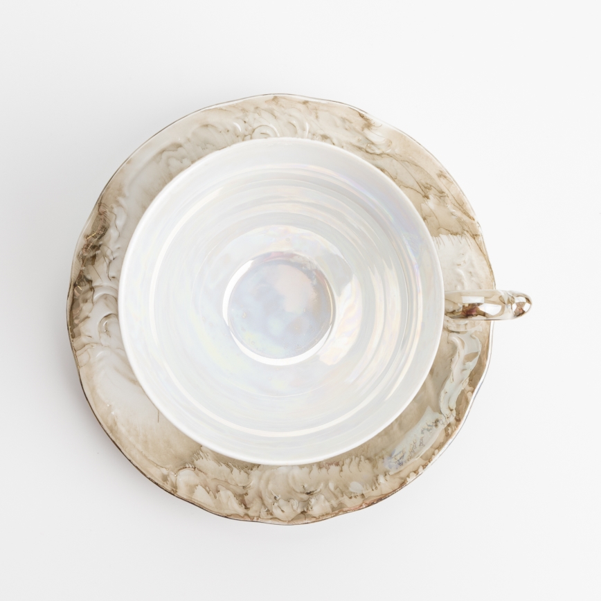 Porcelanowy zestaw herbaciany brązowy róża
