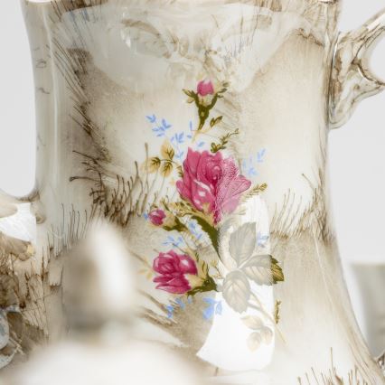 Porcelanowy zestaw herbaciany brązowy róża