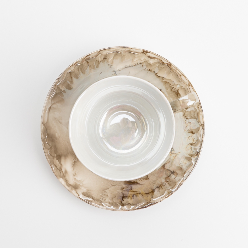 Porcelanowy zestaw herbaciany marmur brązowy