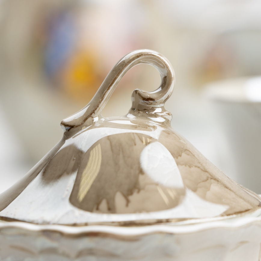 Porcelanowy zestaw herbaciany marmur brązowy