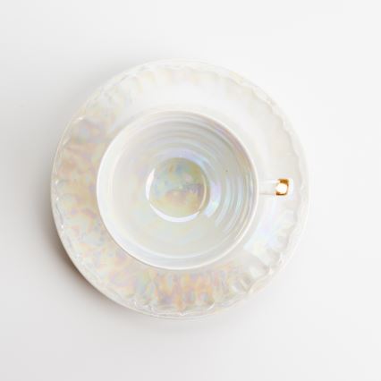 Porcelanowy zestaw herbaciany perłowy biały
