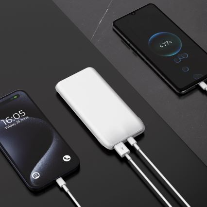 Power Bank 10000 mAh 10W Power Delivery 2xUSB-C + 1xUSB-A biały