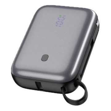 Power Bank 10000 mAh 20W Power Delivery Compact z wbudowanym zwijanym kablem USB-C 1m czarny