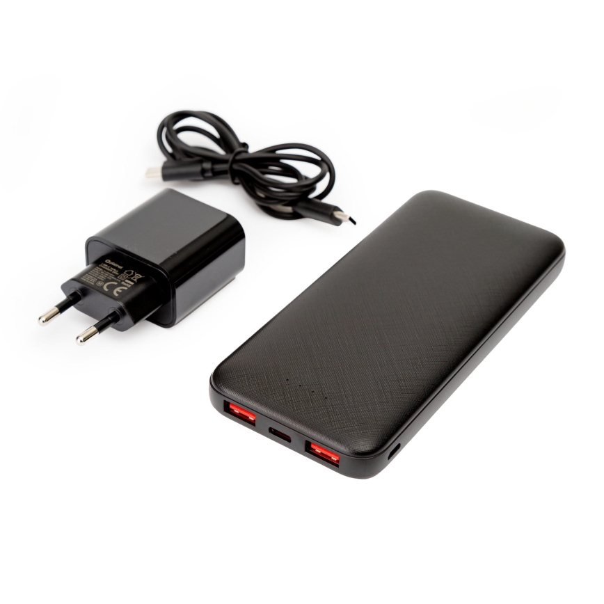 Power Bank 10000 mAh + adapter 20W Power Delivery + USB-C/USB-C kabel 1m czarny