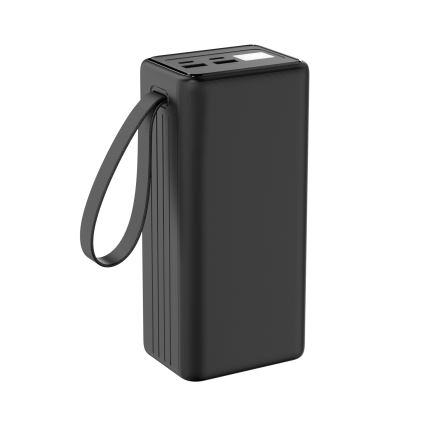 Power Bank 40000 mAh 65W Power Delivery 2xUSB-A + 2xUSB-C z LED latarką i USB-C kablem 1m czarny