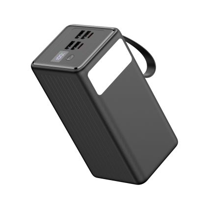 Power Bank 60000 mAh 20W Power Delivery 4xUSB-A + 2xUSB-C z LED latarką i USB-C kablem 1m czarny