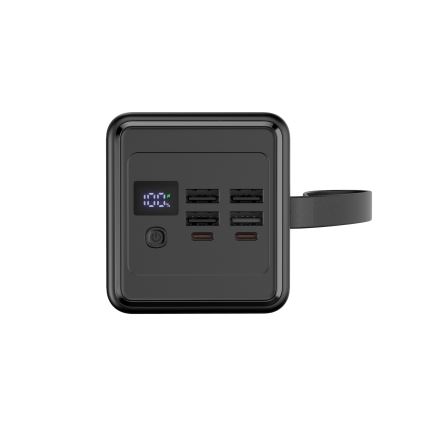 Power Bank 60000 mAh 20W Power Delivery 4xUSB-A + 2xUSB-C z LED latarką i USB-C kablem 1m czarny