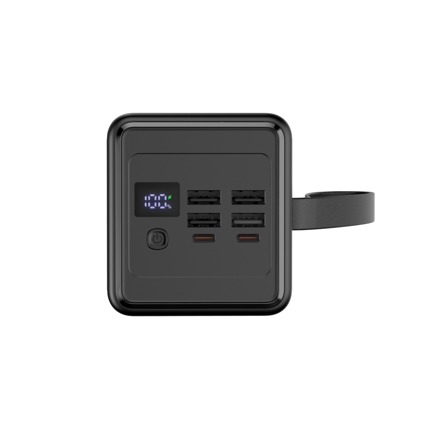 Power Bank 60000 mAh 20W Power Delivery 4xUSB-A + 2xUSB-C z LED latarką i USB-C kablem 1m czarny