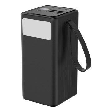 Power Bank 60000 mAh 20W Power Delivery 4xUSB-A + 2xUSB-C z LED latarką i USB-C kablem 1m czarny