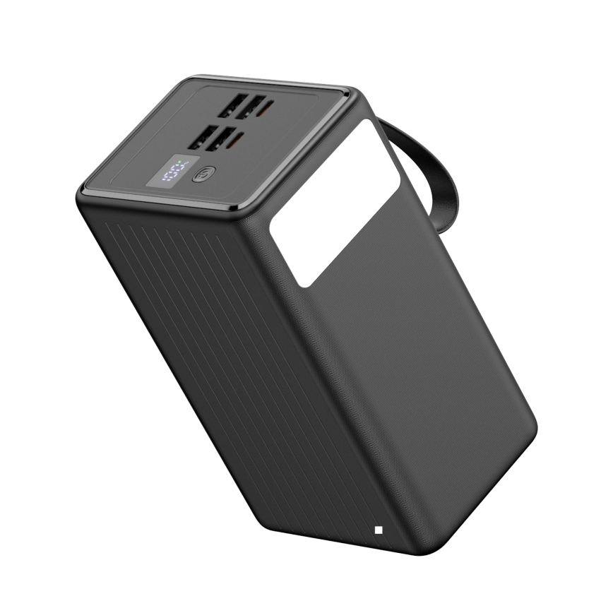 Power Bank 70000 mAh 20W Power Delivery 4xUSB-A + 2xUSB-C z latarką LED i kablem USB-C 1m czarny