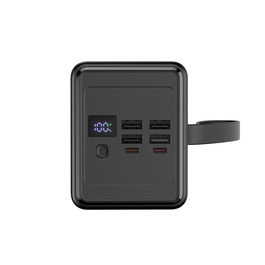 Power Bank 70000 mAh 20W Power Delivery 4xUSB-A + 2xUSB-C z latarką LED i kablem USB-C 1m czarny