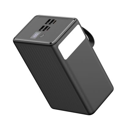 Power Bank 80000 mAh 20W Power Delivery 4xUSB-A + 2xUSB-C z LED latarką i USB-C kablem 1m czarny