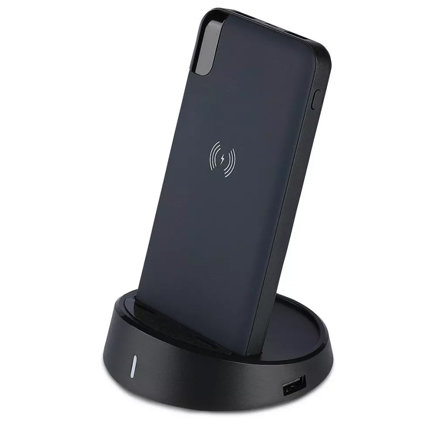Power Bank 8000mAh/3,7V z ładowaniem bezprzewodowym niebieski