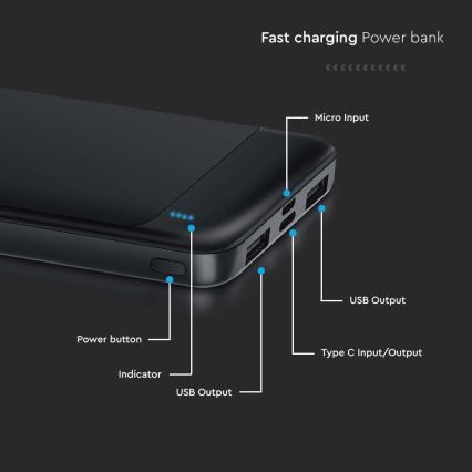 Power Bank Power Delivery 10000mAh/22,5W/5V czarny