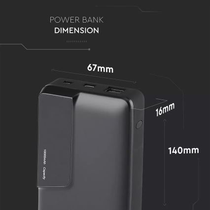 Power Bank z wyświetlaczem 10000mAh/3,7V czarny