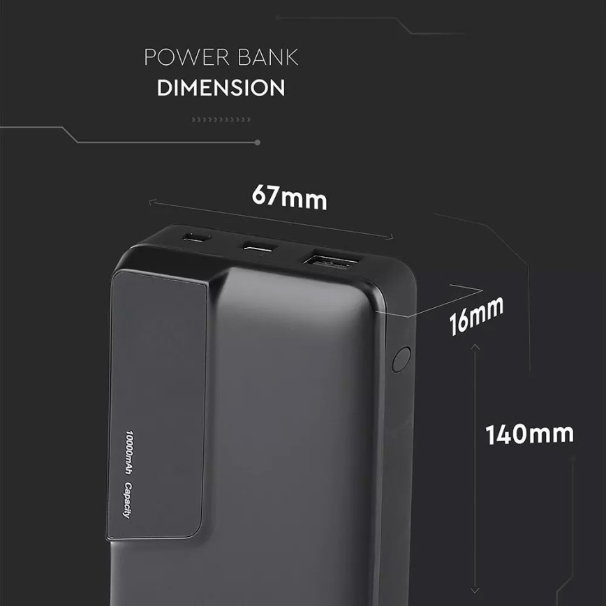 Power Bank z wyświetlaczem 10000mAh/3,7V czarny