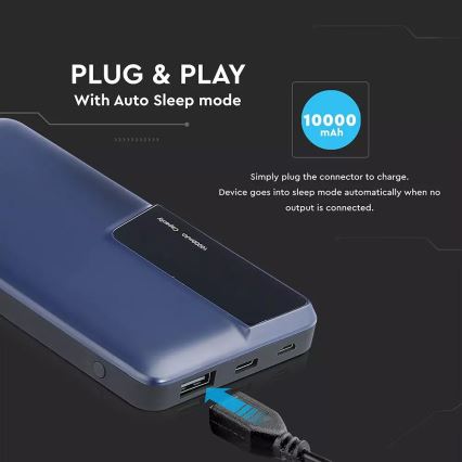 Power Bank z wyświetleczem 10000mAh/3,7V niebieski