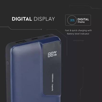 Power Bank z wyświetleczem 10000mAh/3,7V niebieski