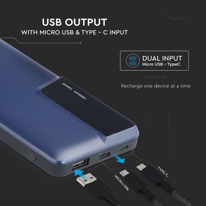 Power Bank z wyświetleczem 10000mAh/3,7V niebieski