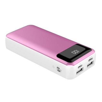 Power Bank z wyświetlaczem 10000mAh/3,7V różowy