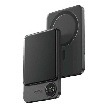 Power Bank z wyświetlaczem i bezprzewodowym ładowaniem Power Delivery 5000mAh/20W/5V czarny