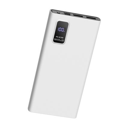 Power Bank z wyświetlaczem LED Power Delivery 10000 mAh 3,7V biały