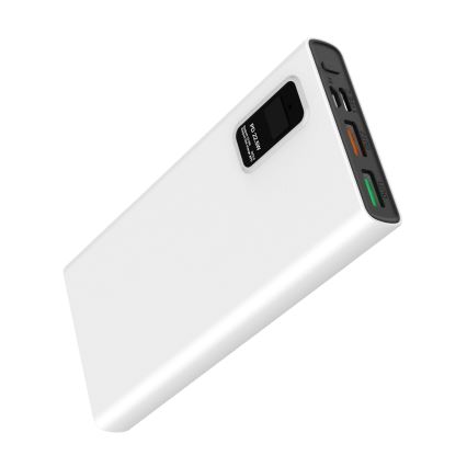 Power Bank z wyświetlaczem LED Power Delivery 10000 mAh 3,7V biały