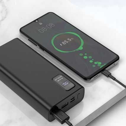 Power Bank z wyświetlaczem LED Power Delivery 20000 mAh 3,7V czarny